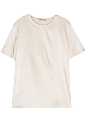 Blanca Vita crew-neck satin T-shirt - Neutrals