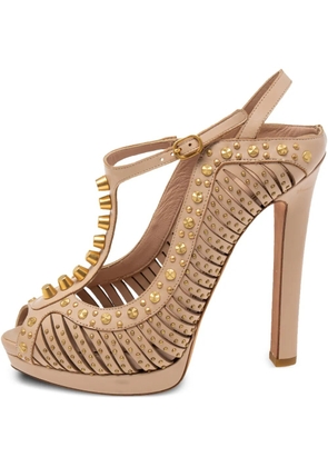 Alexander McQueen Pre-Owned 134mm stud-embellished platform sandals - Neutrals
