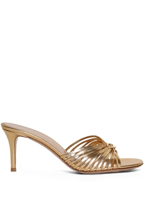 Gianvito Rossi leather-trimmed knotted mules - Gold