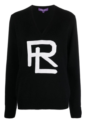Ralph Lauren Collection logo-knit V-neck jumper - Black