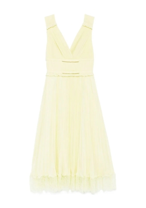 Self-Portrait georgette frill midi dress - Yellow