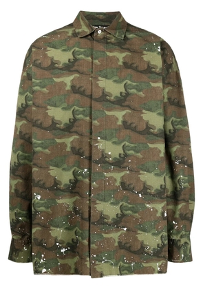 Palm Angels camouflage logo print shirt - Green