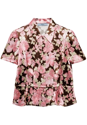 Prada floral-print satin shirt - Brown