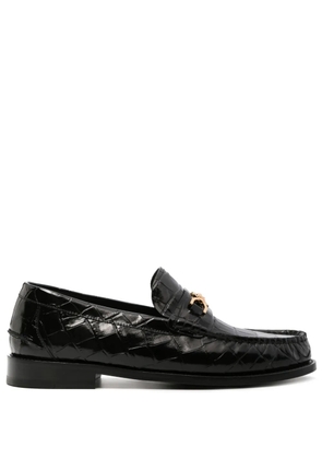 Versace Medusa crocodile-embossed leather loafers - Black