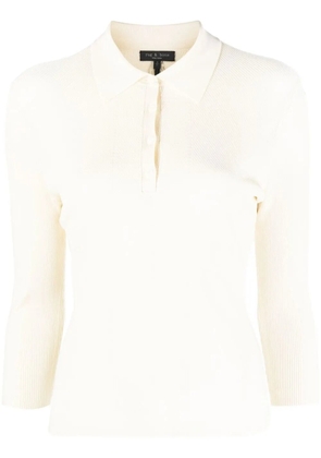 rag & bone Pacey ribbed-knit polo top - Neutrals