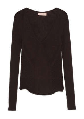 TWINSET V-neck ribbed sweater - Brown