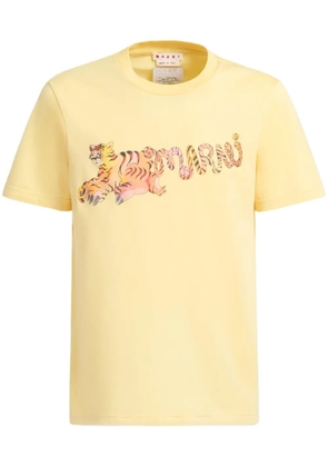 Marni logo-print cotton T-shirt - Yellow
