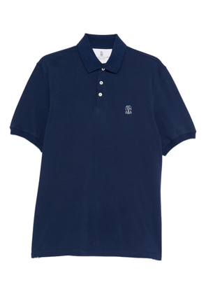 Brunello Cucinelli embroidered cotton polo shirt - Blue