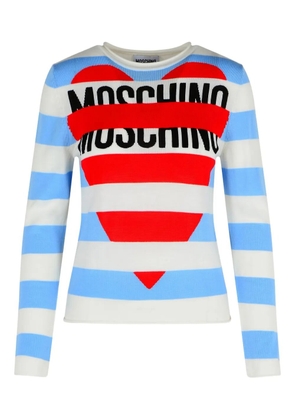 MOSCHINO JEANS heart-logo striped sweater - Blue