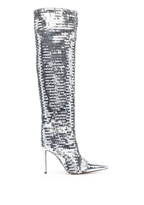 Alexandre Vauthier Clem sequinned knee-high boots - Silver