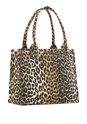 GANNI leopard-print canvas tote bag - Neutrals