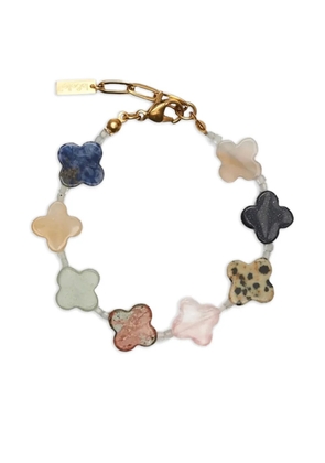 Labelled Jewellery clover-embellished gemstone bracelet - Gold