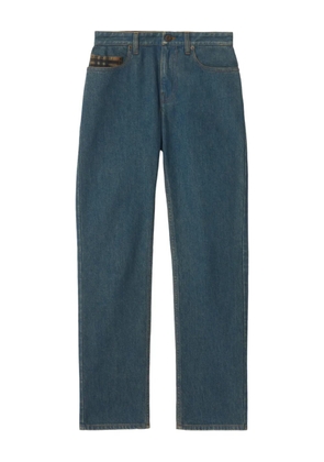 Burberry logo-patch straight-leg jeans - Blue