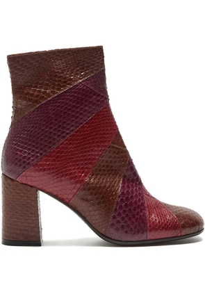 MALIPARMI patchwork block-heel leather boots - Red