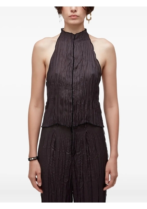 Osklen raglan pleated satin top - Black