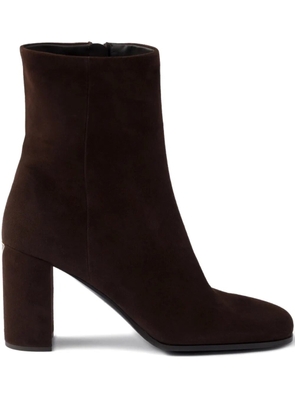 Prada 85mm suede block-heel boots - Brown