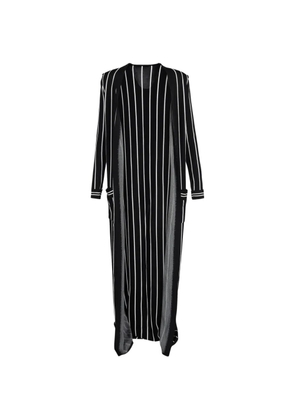 Balmain Pre-Owned belted striped knit cardigan - Black