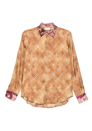 Pierre-Louis Mascia geometric-print silk shirt - Brown