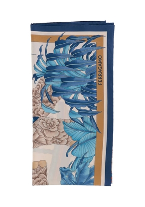 Ferragamo floral-print silk scarf - Blue