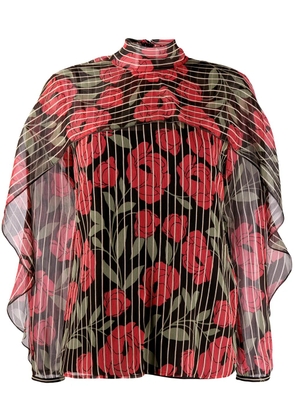 RED Valentino camellia printed blouse - Black