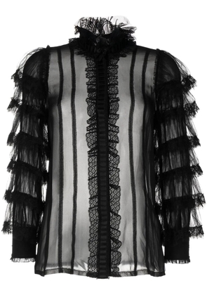 SHIATZY CHEN ruffled mulberry silk blouse - Black