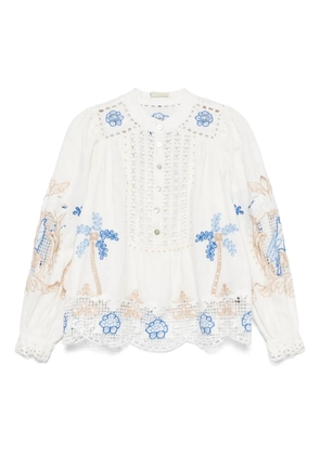 FARM Rio floral-embroidered blouse - White