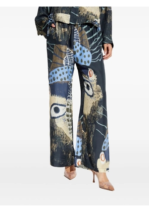 MUNTHE abstract-print silk trousers - Black