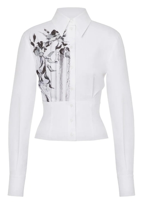 Alberta Ferretti floral-print cotton-blend shirt - White