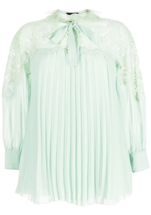 SHIATZY CHEN pleated lace-collared blouse - Green