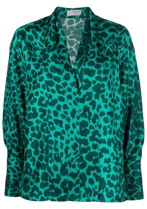 Alberto Biani leopard-print silk shirt - Green