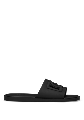 Dolce & Gabbana logo-embossed open-toe slides - Black