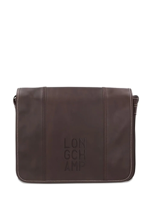 Longchamp embossed-logo leather cross body bag - Brown