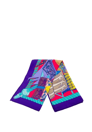 Hermès Pre-Owned 2010-2025 Etendards et Bannieres Silk Scarf 90 scarves - Blue