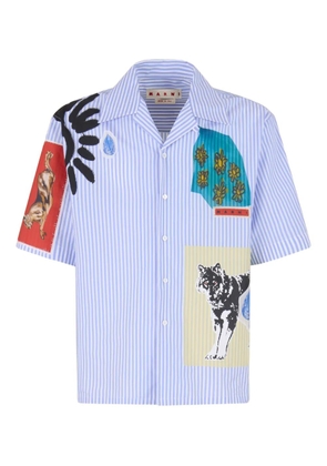 Marni striped patchwork shirt - Blue