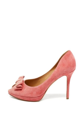 Ferragamo Pre-Owned peep-toe bow pumps - Pink