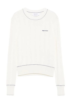 Alexander McQueen logo-embroidered ribbed-knit top - White