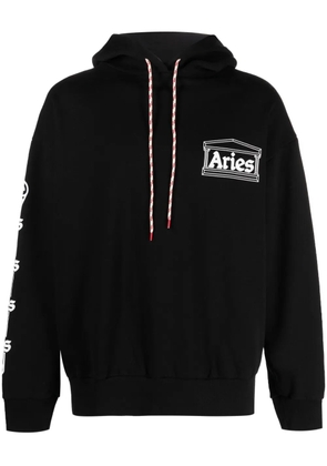 Aries logo-print cotton hoodie - Black
