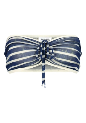 Jean Paul Gaultier Crackling Sailor gathered-striped bandeau top - Blue