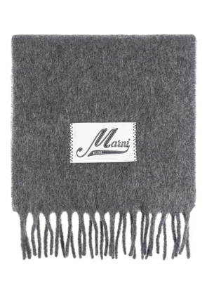Marni fringed logo scarf - Grey