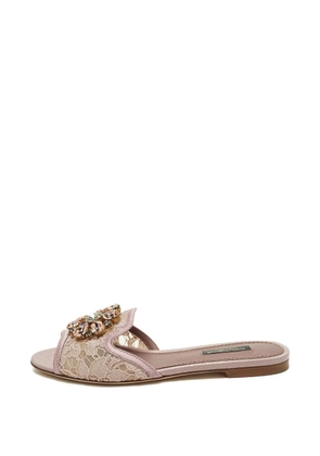 Dolce & Gabbana Pre-Owned crystal lace sandals - Pink