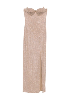 Giuseppe Di Morabito crystal-embellished side-split maxi dress - Neutrals