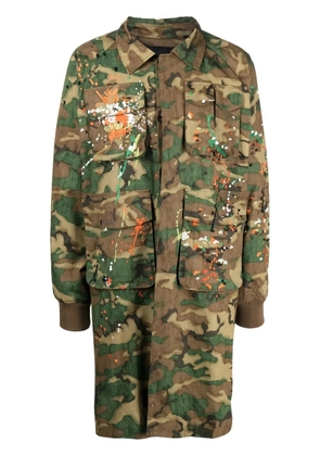 Mostly Heard Rarely Seen Camouflage Backpack Long coat - Green