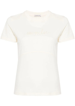 Moncler logo-embroidered cotton T-shirt - Neutrals