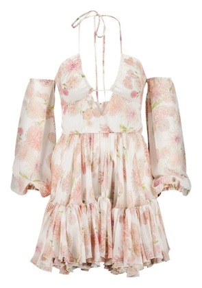 Giambattista Valli floral-print ruffled dress - White