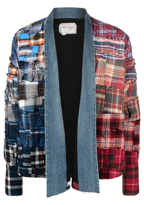 Greg Lauren panelled cotton jacket - Blue