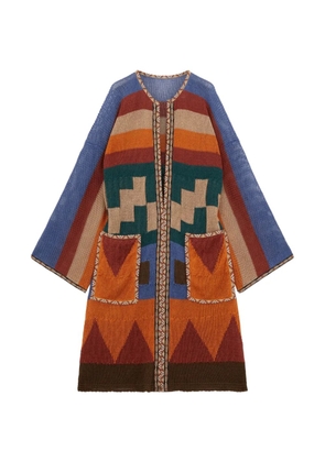 Fortela jacquard patch-pocket cardi-coat - Orange