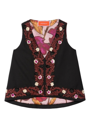La DoubleJ Scala floral V-neck top - Black