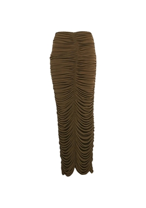 CHATS BY C.DAM ruching maxi skirt - Brown