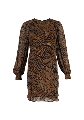 GANNI tiger-print mini dress - Brown