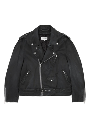 MM6 Maison Margiela asymmetrical-zip biker jacket - Black